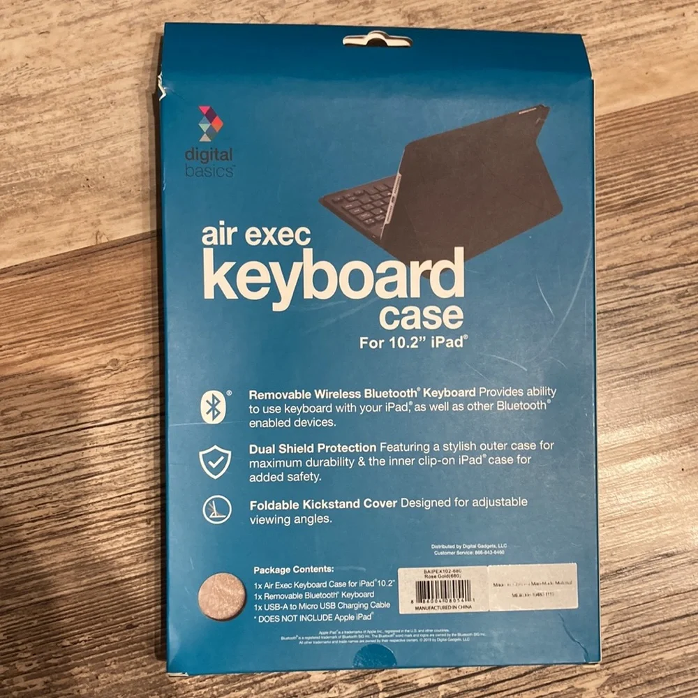 air exec Bluetooth Keyboard with Case IPad fits 10.2 iPad Rose Gold NIB